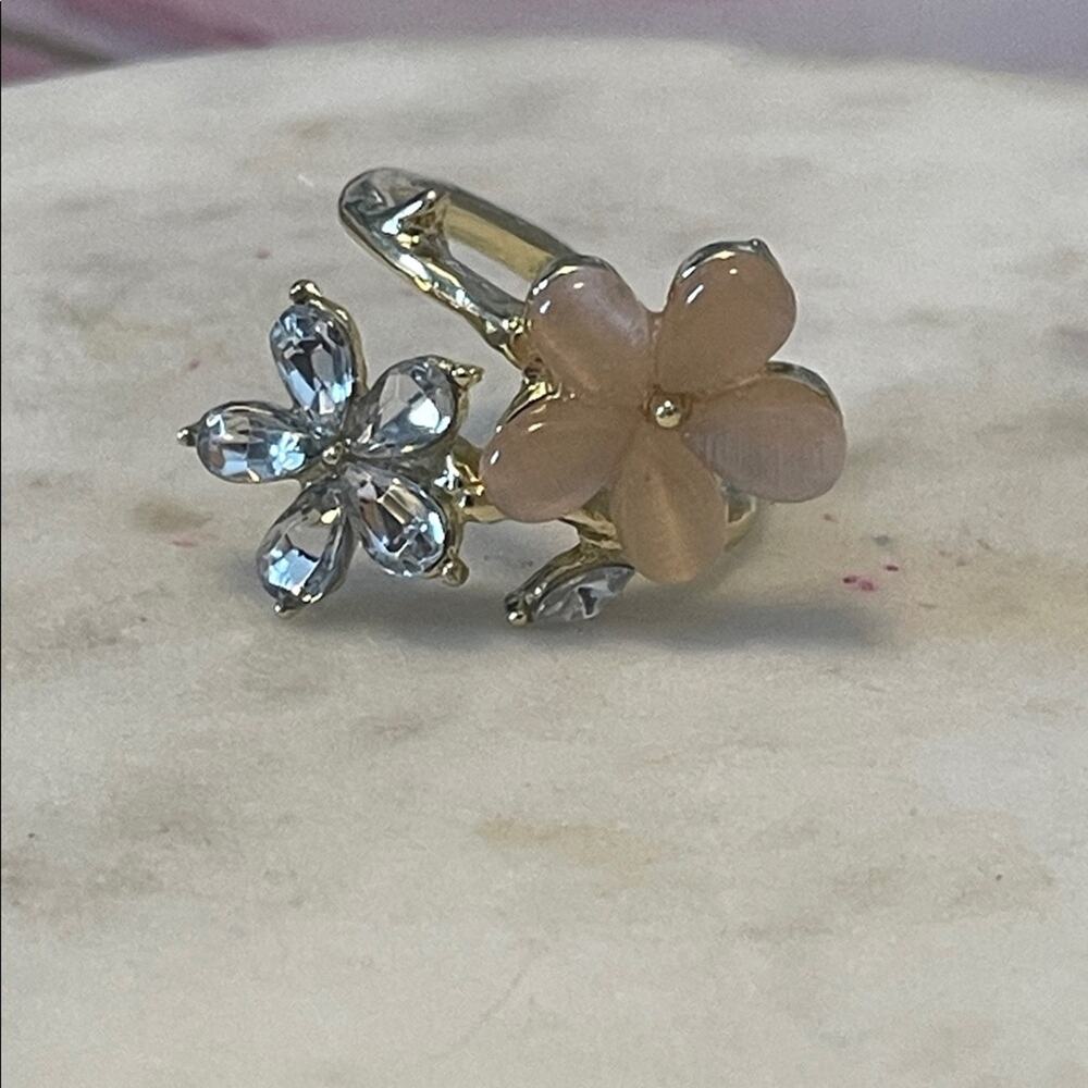 Elegant Gold and Pink Floral Ring 5